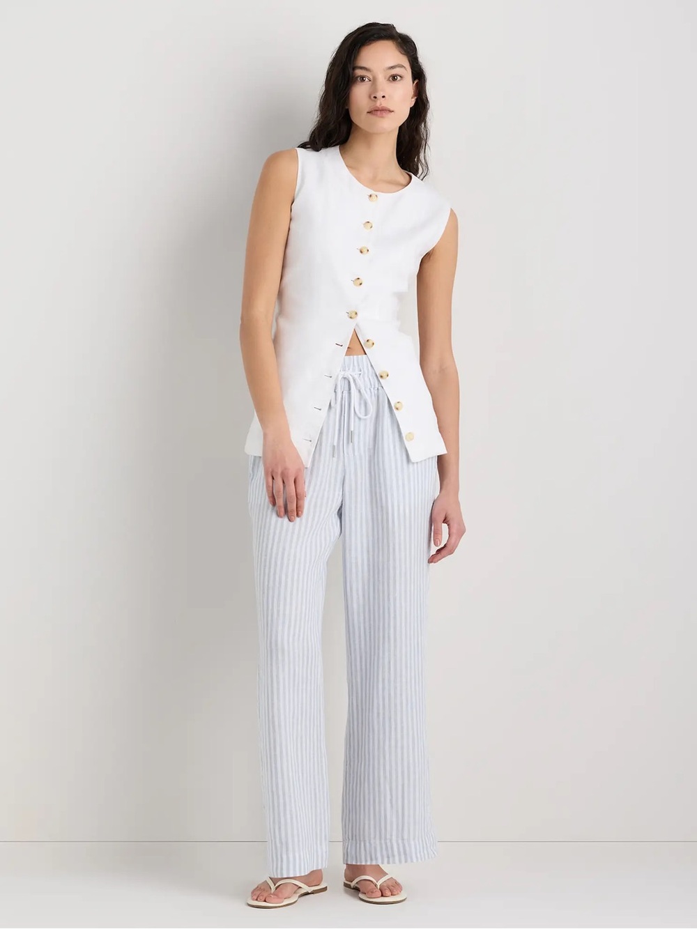Women’s Quince Linen Wide Leg Pants Sky Blue Mariner